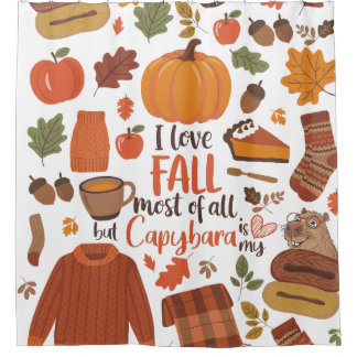 ヴィンテージ秋キャピバラシャワーカーテン シャワーカーテン