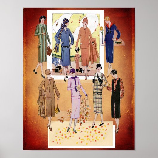 ヴィンテージ秋ジャズエイジファッション ポスター (正面)