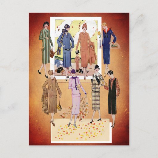 ヴィンテージ秋ジャズエイジファッション ポストカード (正面)