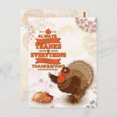 ヴィンテージ秋ターキーパンプキンサンクスギビング ポストカード (正面/裏面)