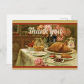 ヴィンテージ秋ハッピーサンクスギビング素朴トルコ ポストカード (正面/裏面)