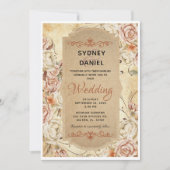 ヴィンテージ秋バラ結婚式招待状 招待状 (正面)