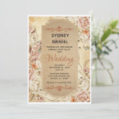 ヴィンテージ秋バラ結婚式招待状 招待状 (スタンド正面)