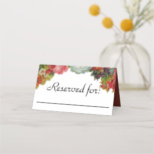 ヴィンテージ秋フラワーズブルゴーニュ結婚予約 プレイスカード