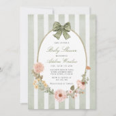 ヴィンテージ秋フローラセージ赤ちゃんシャワー招待状 招待状 (正面)