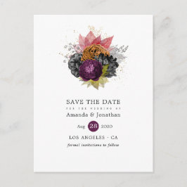 ヴィンテージ秋フローラブーケ結婚ス 案内ポストカード