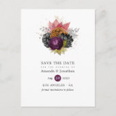 ヴィンテージ秋フローラブーケ結婚ス 案内ポストカード (正面)