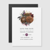 ヴィンテージ秋フローラブーケ結婚式の日付を保存 マグネット招待状 (正面/裏面)