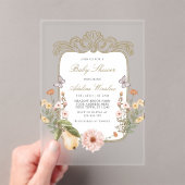 ヴィンテージ秋フローラベビーシャワー アクリル招待状 (インサイチュ (ポータブル))