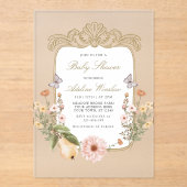 ヴィンテージ秋フローラベビーシャワー アクリル招待状 (正面)