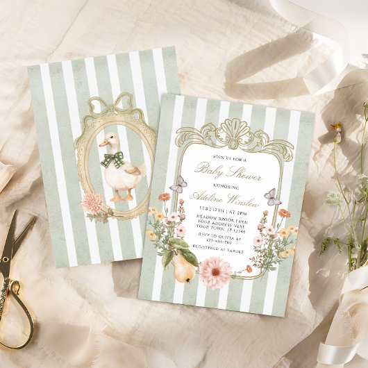 ヴィンテージ秋フローラベビーシャワー 招待状