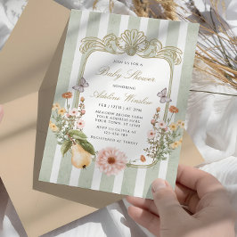 ヴィンテージ秋フローラベビーシャワー 招待状