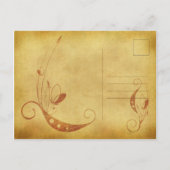 ヴィンテージ秋フローラ結婚式日付はがきを保存 案内ポストカード (裏面)