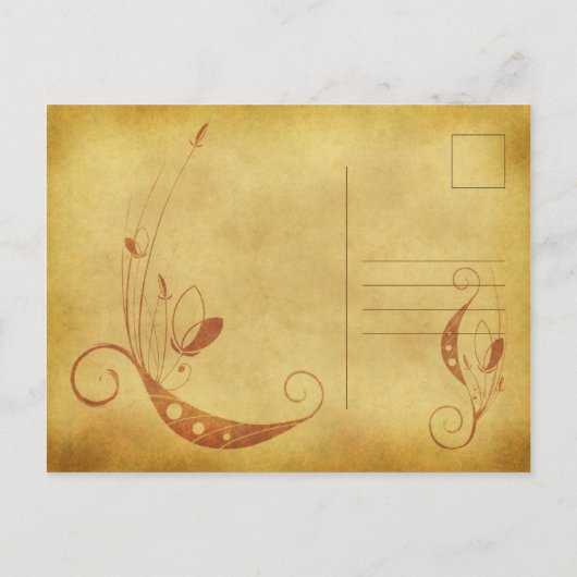 ヴィンテージ秋フローラ結婚式日付はがきを保存 案内ポストカード (裏面)