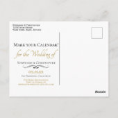 ヴィンテージ秋フローラ結婚式日付カレンダーの保存 ポストカード (裏面)