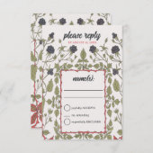 ヴィンテージ秋ブラックベリーRSVP 出欠カード (正面/裏面)