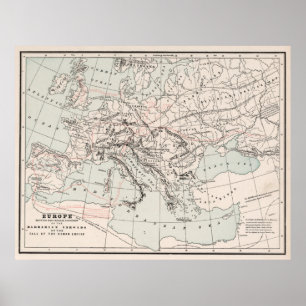 ヴィンテージ秋ローマ帝国地図(1901年) ポスター