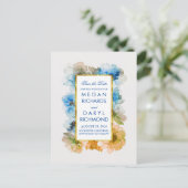 ヴィンテージ秋保存日付 – 金ゴールドとネイビーフローラ 案内ポストカード (スタンド正面)