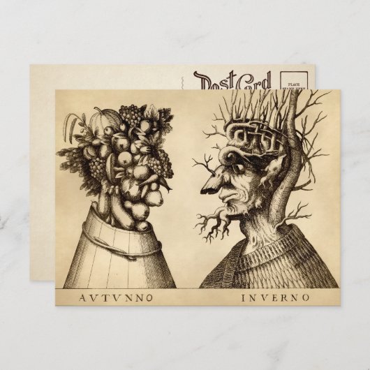 ヴィンテージ秋冬アートはがき ポストカード (正面/裏面)