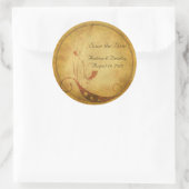 ヴィンテージ秋国フローラ結婚ステッカー ラウンドシール (バッグ)