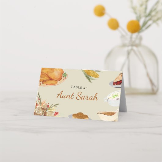 ヴィンテージ秋感謝祭ディナーテーブルプレイスカード プレイスカード (正面)