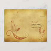 ヴィンテージ秋抽象芸術フローラ結婚式RSVPポストカード インビテーションポストカード (裏面)