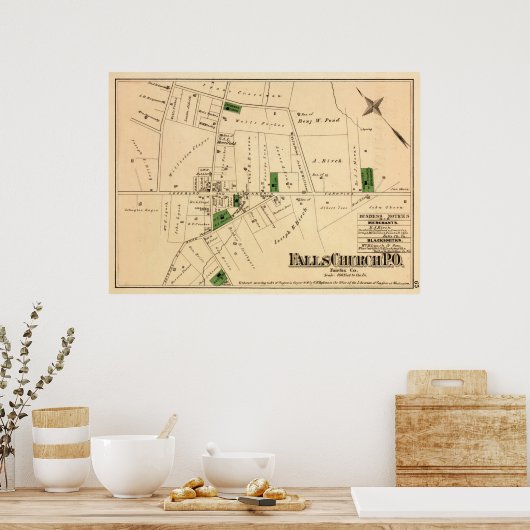 ヴィンテージ秋教会VAマップ(1879) ポスター (キッチン)