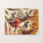 ヴィンテージ秋田絵画犬 ジグソーパズル (横)