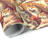 ヴィンテージ秋田絵画犬 ラッピングペーパー (ロールコーナー)