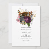 ヴィンテージ秋秋フローラQRコードRSVP 結婚's 招待状 (正面)