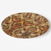 ヴィンテージ秋秋結婚の茶色のダマスク ペーパープレート (アングル)