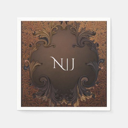 ヴィンテージ秋秋金ゴールド葉施設結婚品 スタンダードカクテルナプキン (正面)