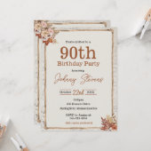 ヴィンテージ秋秋90th誕生日パーティーカード カード (正面/裏面インサイチュ)