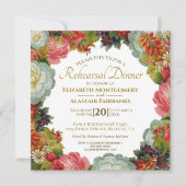 ヴィンテージ秋結婚フローラのリハーサルディナー 招待状 (正面)