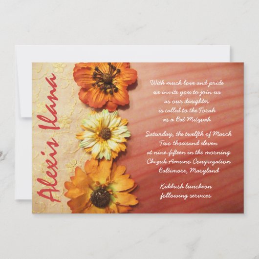 ヴィンテージ秋美しいレイシーバルミツワー招待状 招待状 (正面)