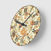 ヴィンテージ秋葉フローラオレンジモノグラム ラウンド壁時計 (傾斜)