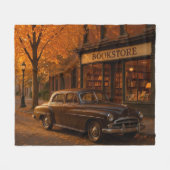 ヴィンテージ秋/秋の書店&カー フリースブランケット (正面(横))