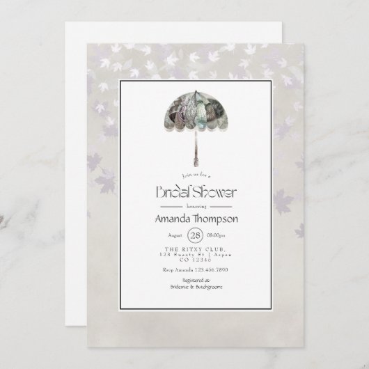 ヴィンテージ秋 – 秋ホワイトブライダルシャワーインビタティ 招待状 (正面/裏面)