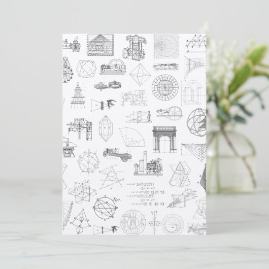 ヴィンテージ科学イラストレーション白黒パターン カード (スタンド正面)