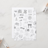 ヴィンテージ科学イラストレーション白黒パターン カード (正面/裏面インサイチュ)