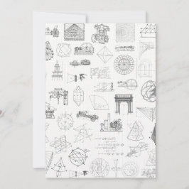 ヴィンテージ科学イラストレーション白黒パターン カード