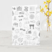 ヴィンテージ科学イラストレーション白黒パターン カード (黄色い花)