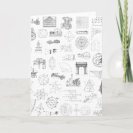 ヴィンテージ科学イラストレーション白黒パターン カード