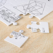 ヴィンテージ科学イラストレーション白黒パターン ジグソーパズル (側面)