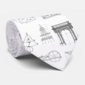ヴィンテージ科学イラストレーション白黒パターン ネクタイ (ロール)