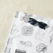 ヴィンテージ科学イラストレーション白黒パターン ビーチタオル (インサイチュ)