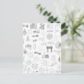 ヴィンテージ科学イラストレーション白黒パターン ポストカード (スタンド正面)