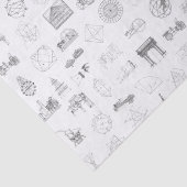 ヴィンテージ科学イラストレーション白黒パターン 薄葉紙 (詳細)