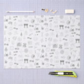 ヴィンテージ科学イラストレーション白黒パターン 薄葉紙 (クラフト)