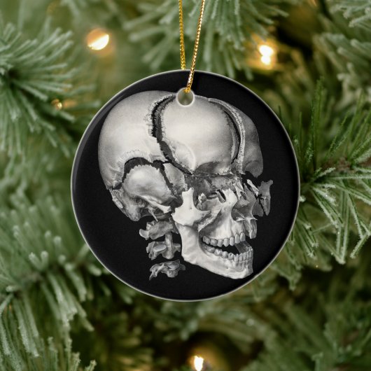 ヴィンテージ科学人間解剖学アンティークスカル セラミックオーナメント (ツリー)